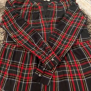 Loft Tartan Plaid Long Sleeve Dress